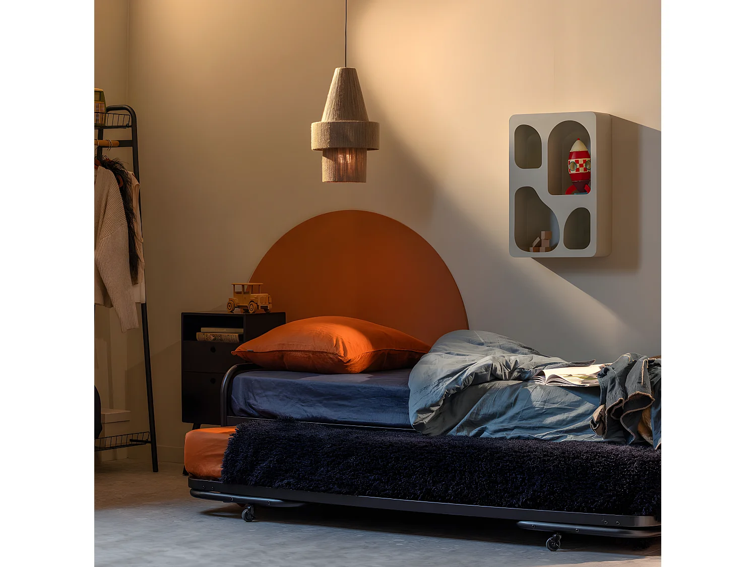 Lucy - Lit en métal pliable 90x200cm - Noir