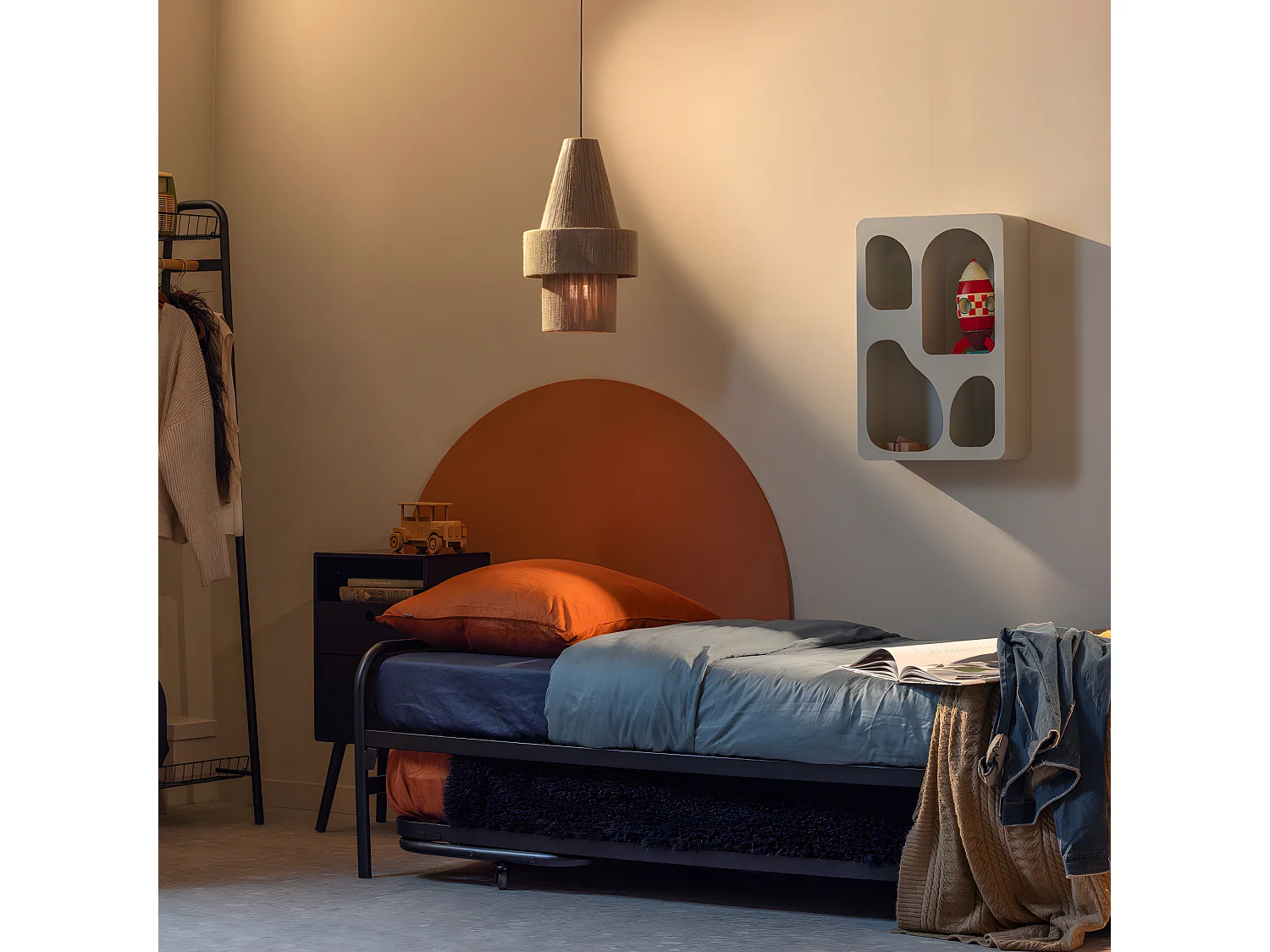 Lucy - Lit en métal pliable 90x200cm - Noir