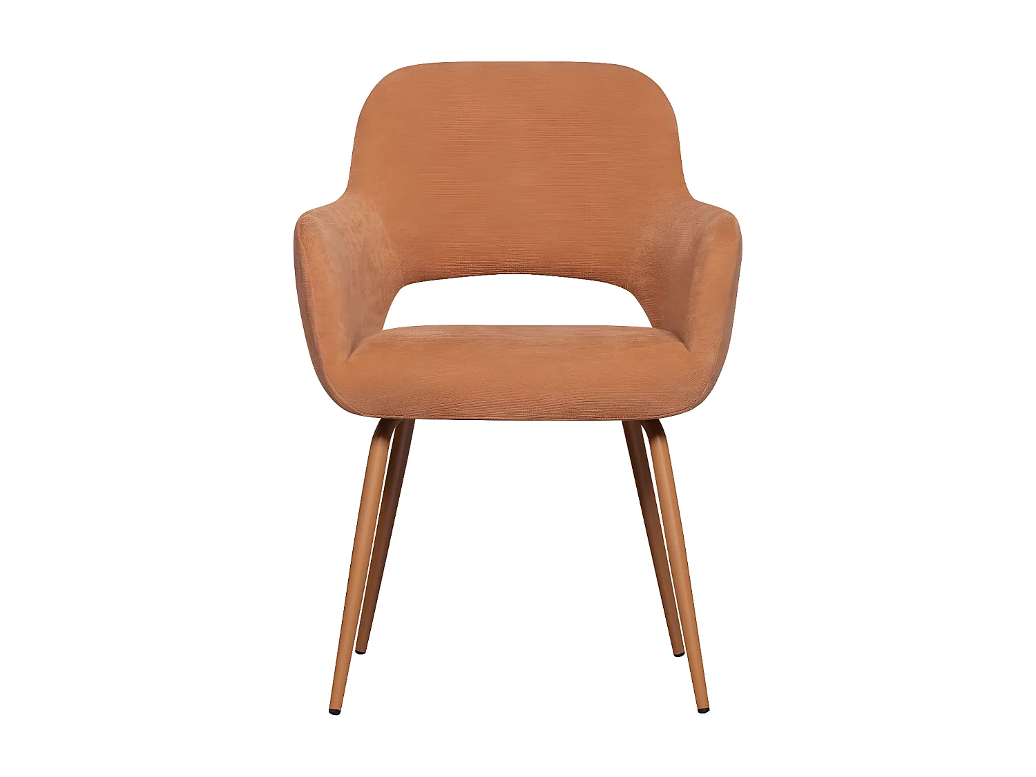 Jenny - Lot de 2 fauteuils de table en tissu et métal - Pêche