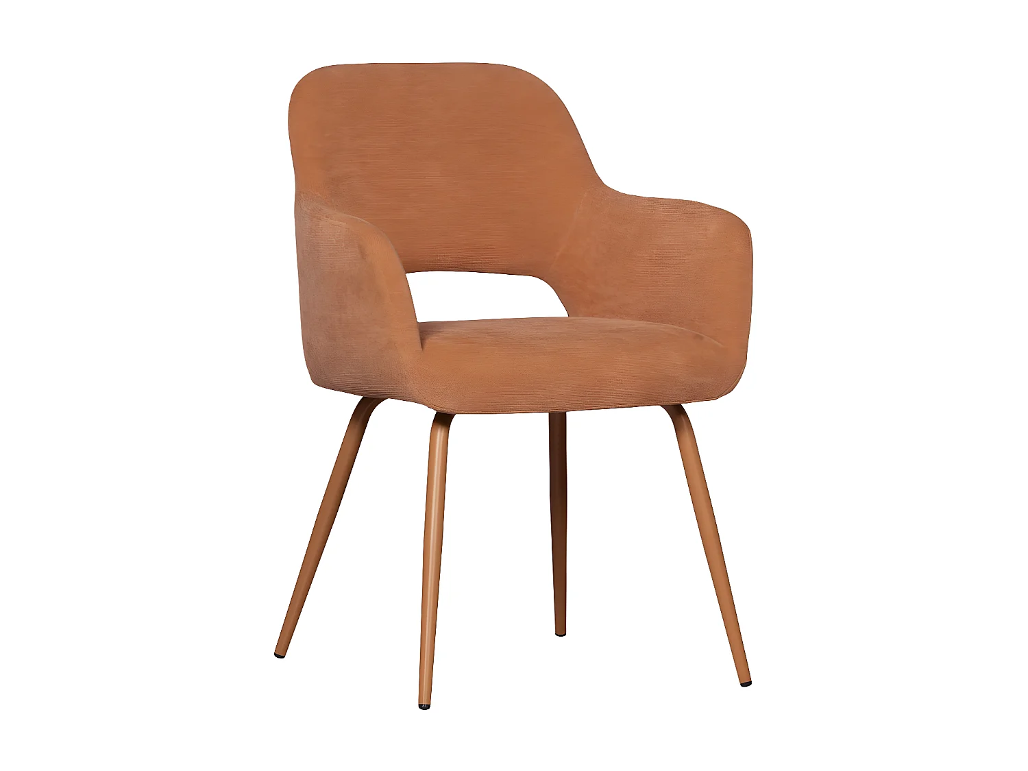 Jenny - Lot de 2 fauteuils de table en tissu et métal - Pêche