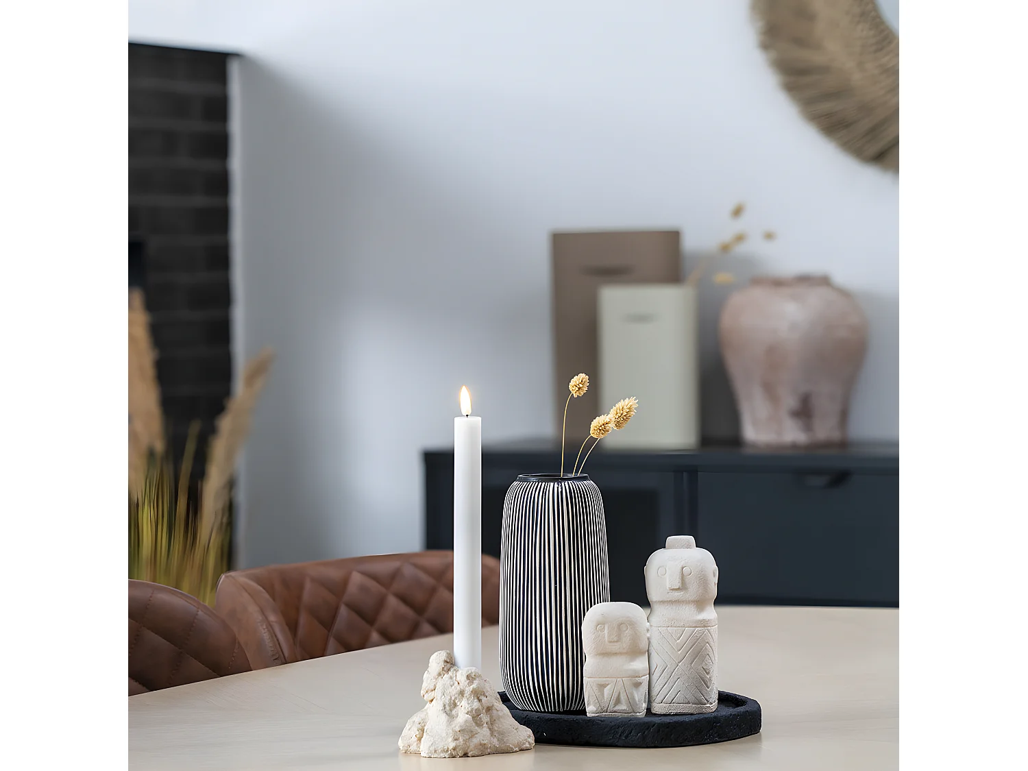 Fès - Vase en céramique ø9cm : Couleur - Noir / Blanc