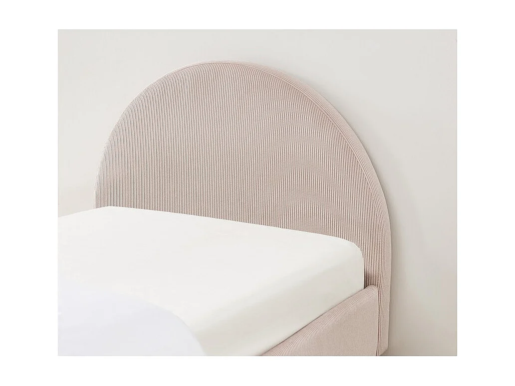 Lit enfant MAGNUS velours côtelé rose poudré 90x190 sommier inclus