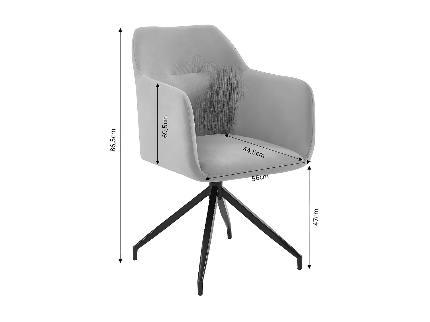 Nate - Chaise de bureau en velours et métal - Beige