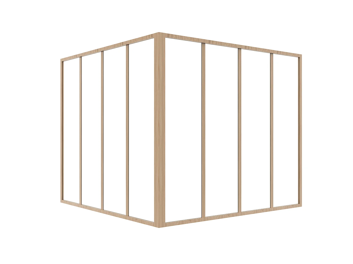 Glaswand Ecklösung - 120 x 120 x 105 cm - thermolackiertes Aluminium - Holzfarben hell - BAYVIEW