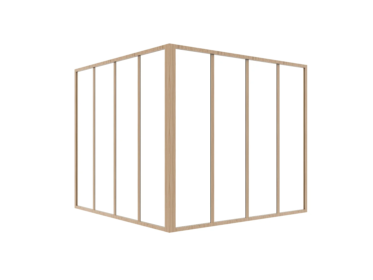 Cristalera de esquina de taller de aluminio termolacado - Ancho 120 x Ancho 120 x Alt. 105 - Natural claro - BAYVIEW