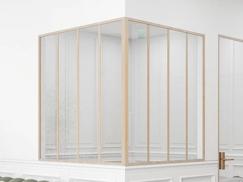 Vetrata angolare L120 x L120 x H130 in Alluminio termolaccato Naturale chiaro stile Atelier - BAYVIEW