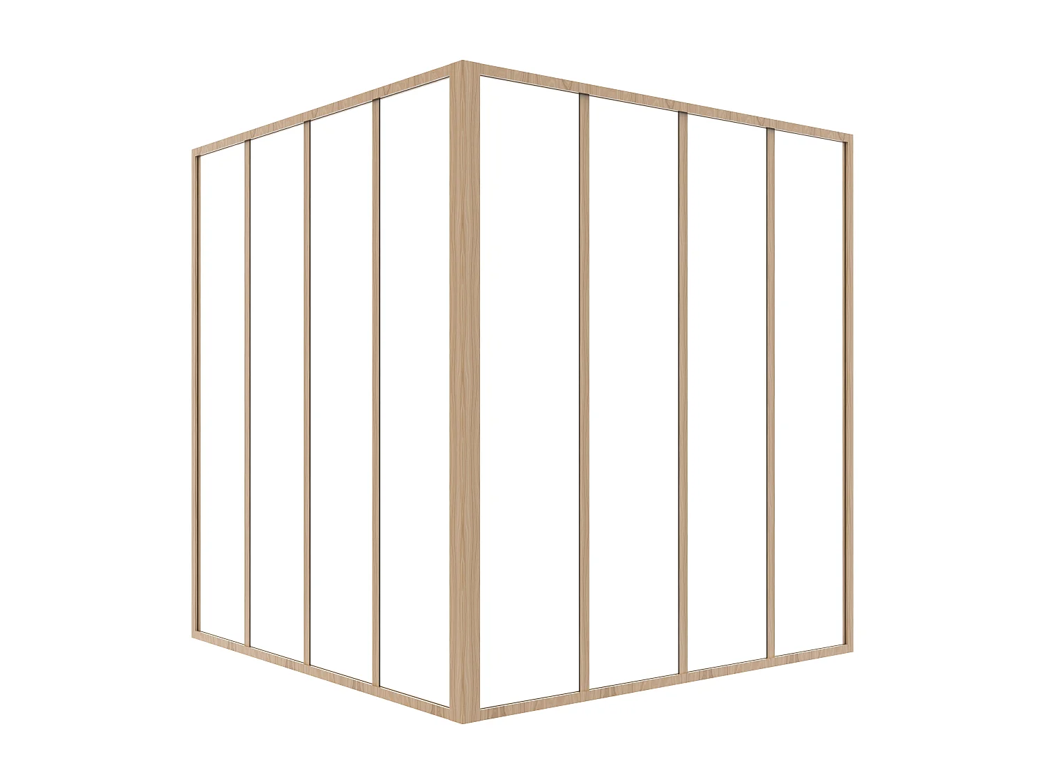 Verrière d'angle d'atelier en aluminium thermolaqué - L120 x L120 x H130 - Naturel clair - BAYVIEW