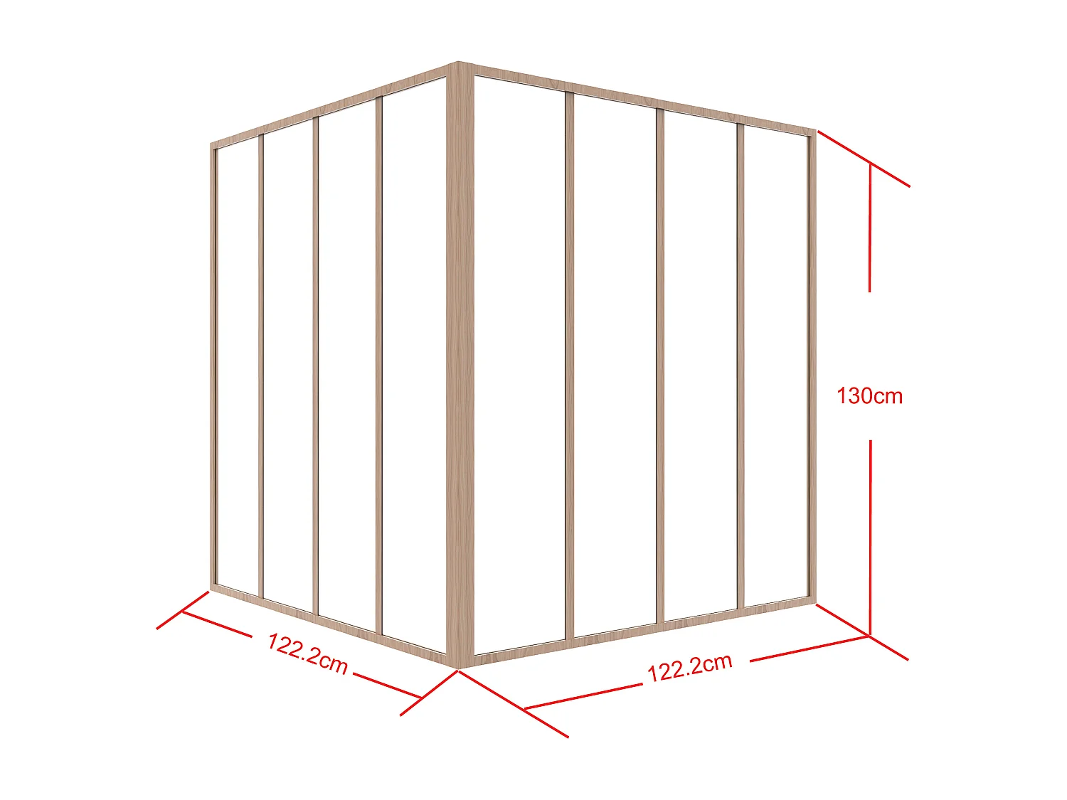 Verrière d'angle d'atelier en aluminium thermolaqué - L120 x L120 x H130 - Naturel clair - BAYVIEW