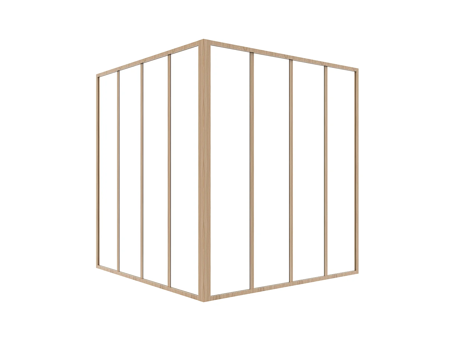 Verrière d'angle d'atelier en aluminium thermolaqué - L120 x L120 x H130 - Naturel clair - BAYVIEW