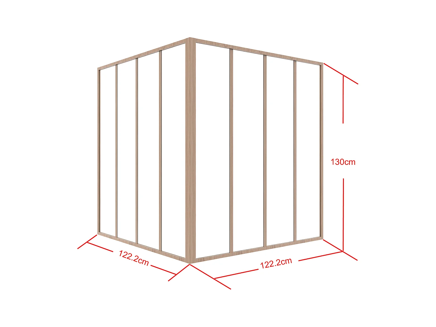 Verrière d'angle d'atelier en aluminium thermolaqué - L120 x L120 x H130 - Naturel clair - BAYVIEW