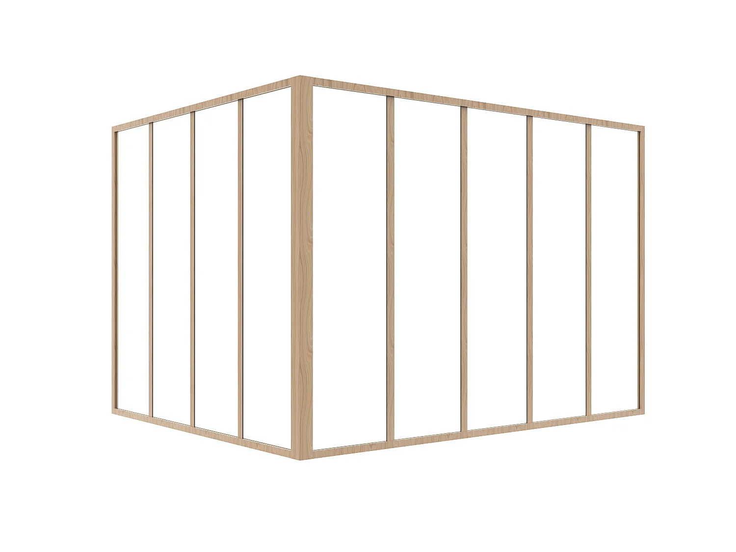 Verkstadsfönster i vinkel med pulverlackerad aluminium - L150 x B120 x H105 - Ljust naturell - BAYVIEW