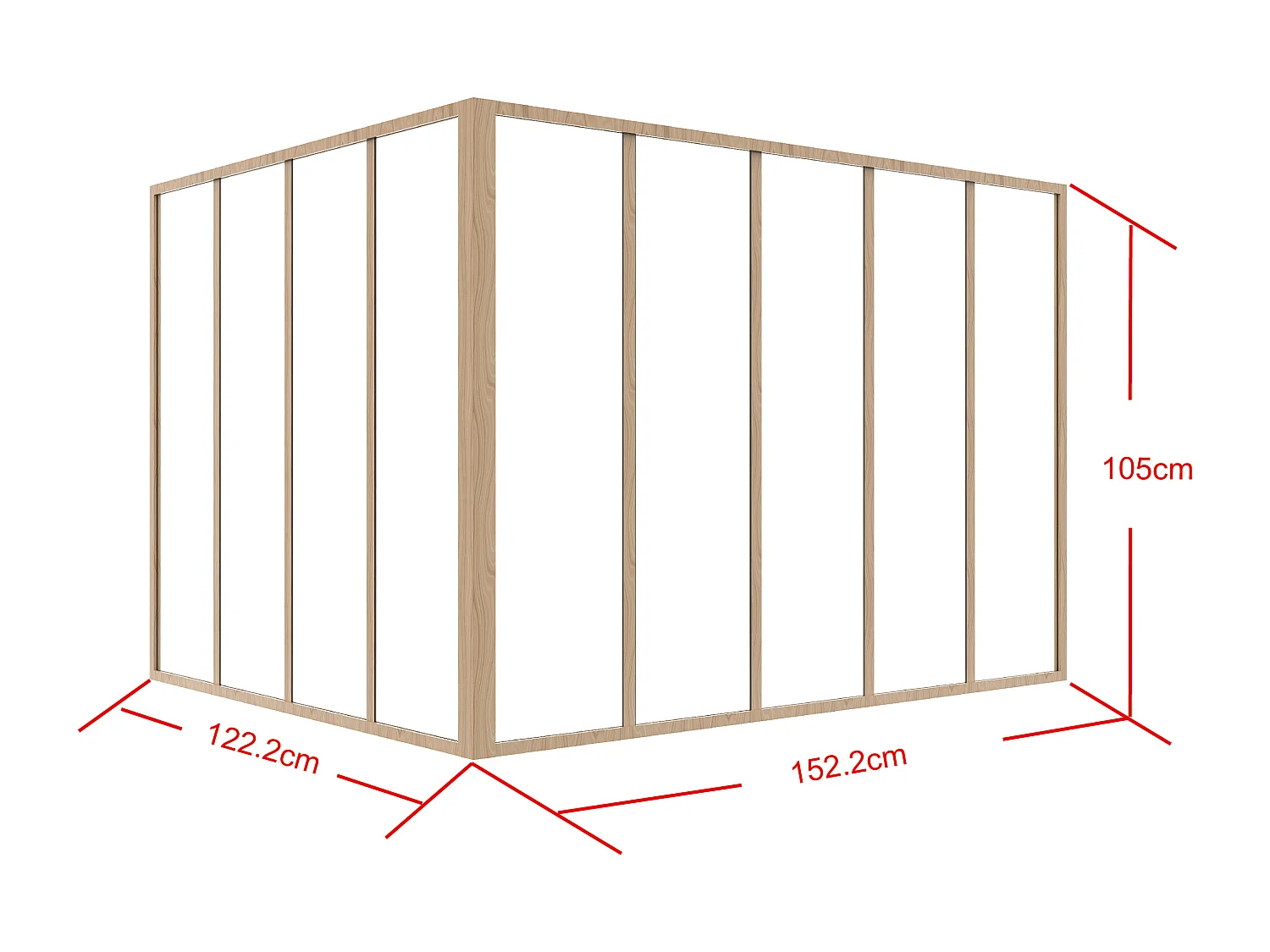 Divisória de canto de atelier em alumínio termolacado C150xL120xA105 cm natural claro - BAYVIEW