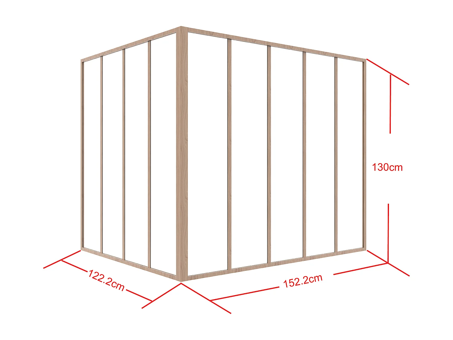 Hörnglasfönster i pulverlackerad aluminium - L150 x B120 x H130 - Ljusnaturell - BAYVIEW