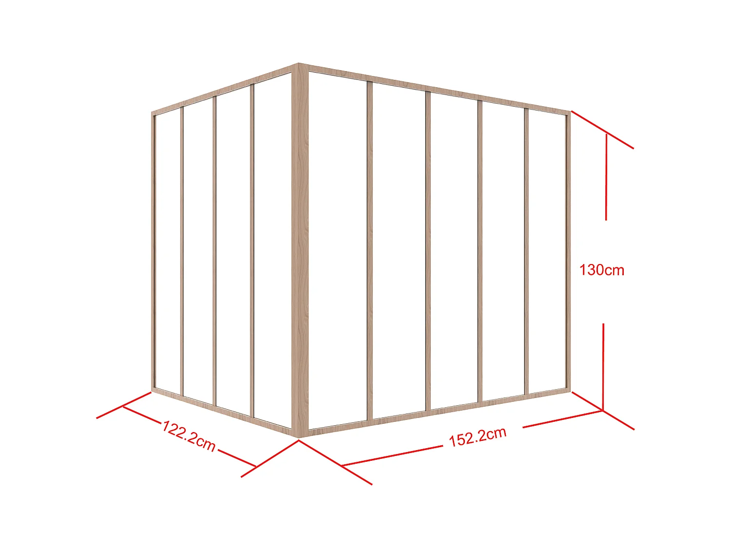 Hjørnevindu i termobelagt aluminium - L150 x L120 x H130 - Lys naturlig - BAYVIEW