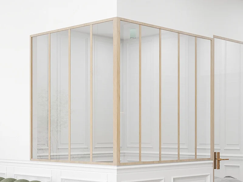 Divisória de canto de atelier em alumínio termolacado C150 x L120 x A130 cm natural claro - BAYVIEW