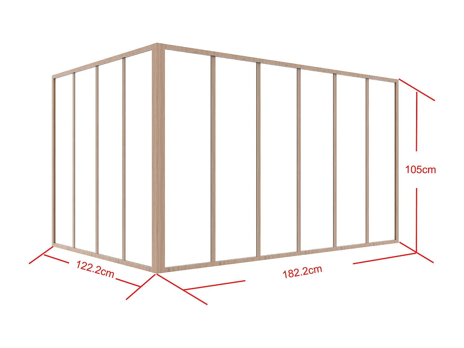 Hoekraam werkplaats van gepoedercoat aluminium - L180 x B120 x H105 cm - Licht naturel - BAYVIEW