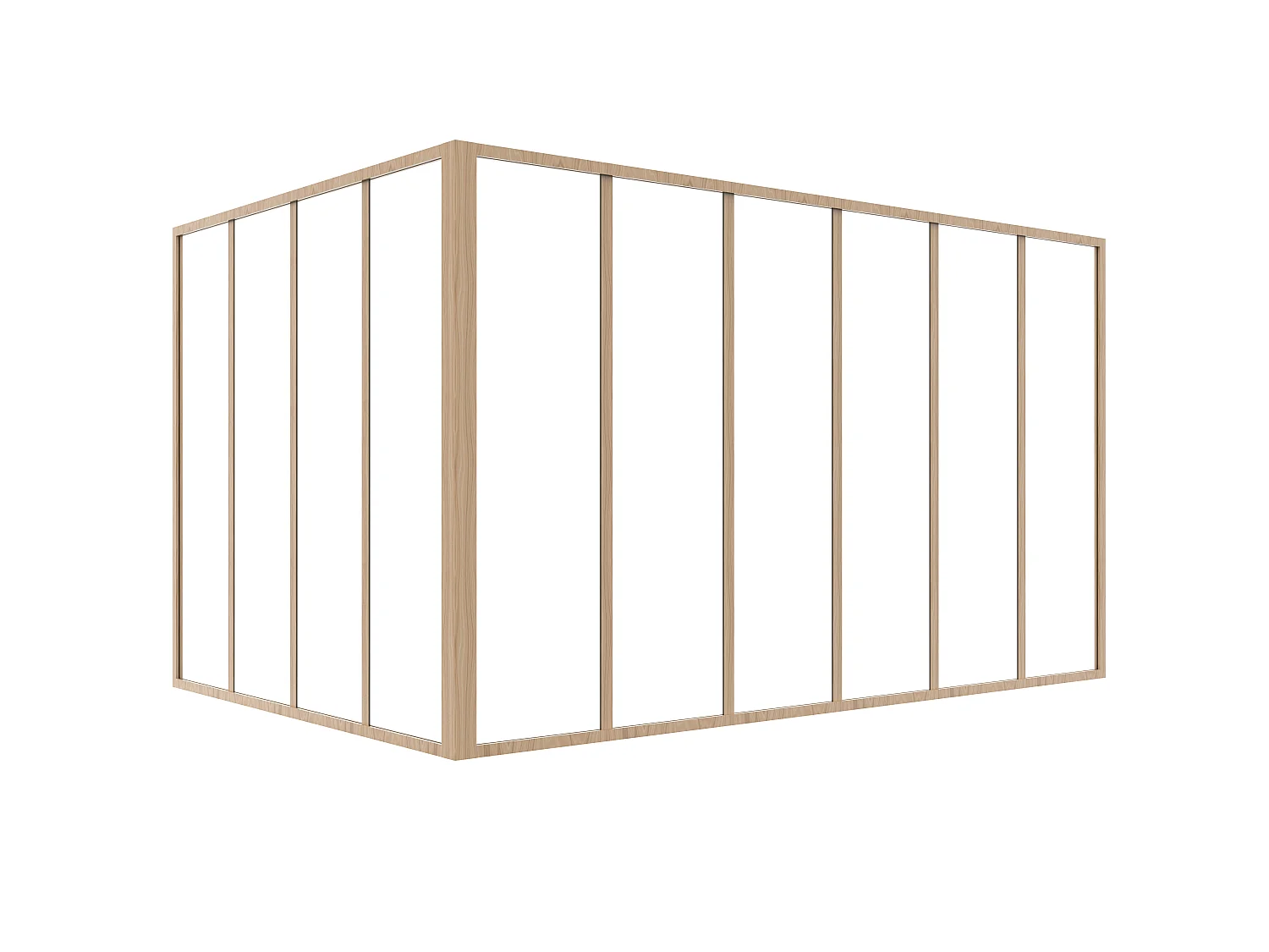 Hoekraam werkplaats van gepoedercoat aluminium - L180 x B120 x H105 cm - Licht naturel - BAYVIEW