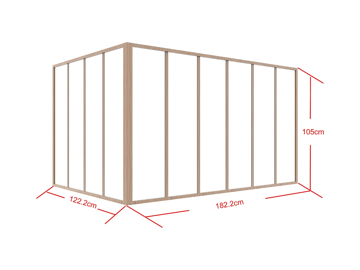 Hoekraam werkplaats van gepoedercoat aluminium - L180 x B120 x H105 cm - Licht naturel - BAYVIEW