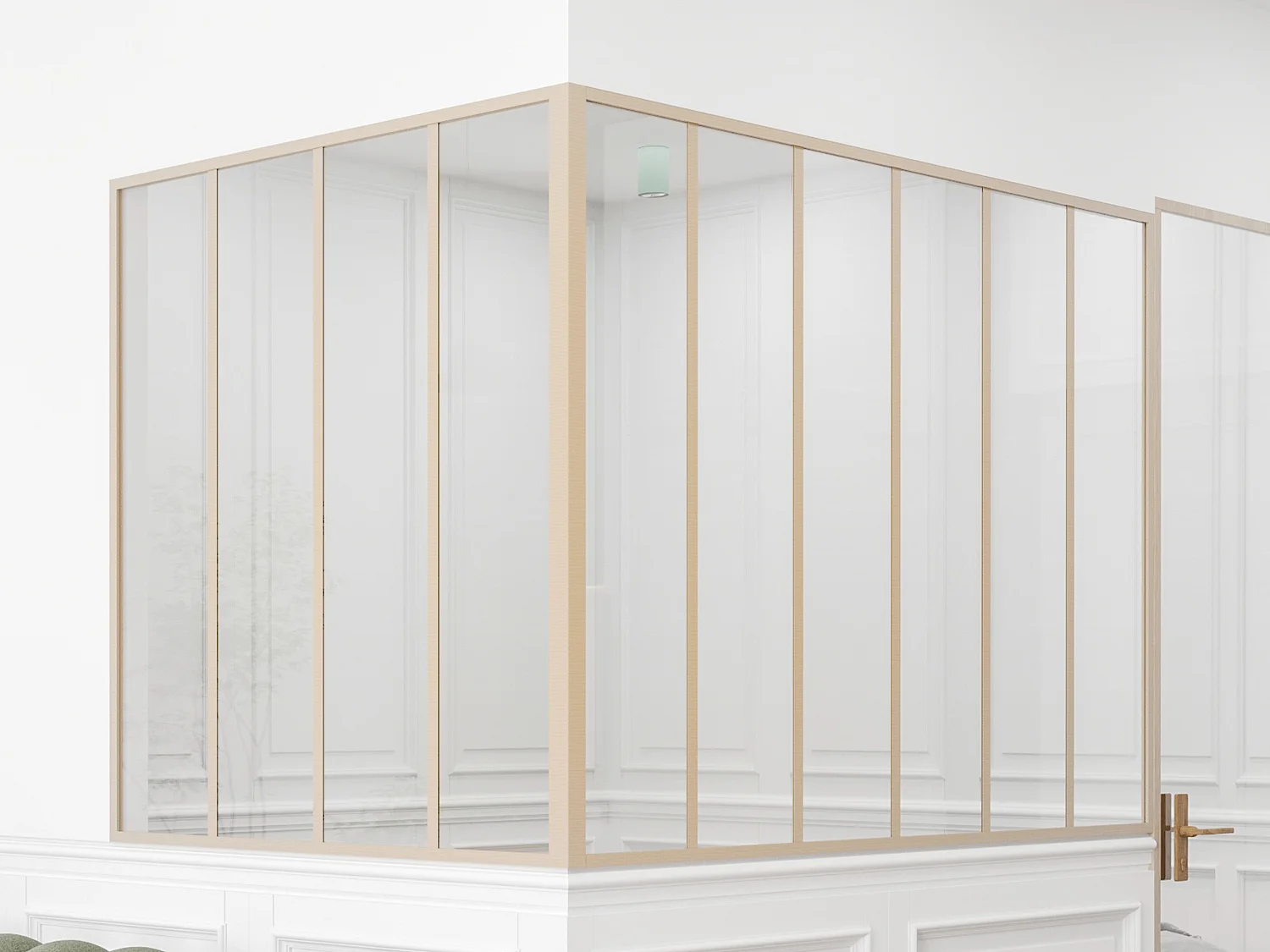 Verrière d'angle d'atelier en aluminium thermolaqué - L180 x L120 x H130 - Naturel clair - BAYVIEW