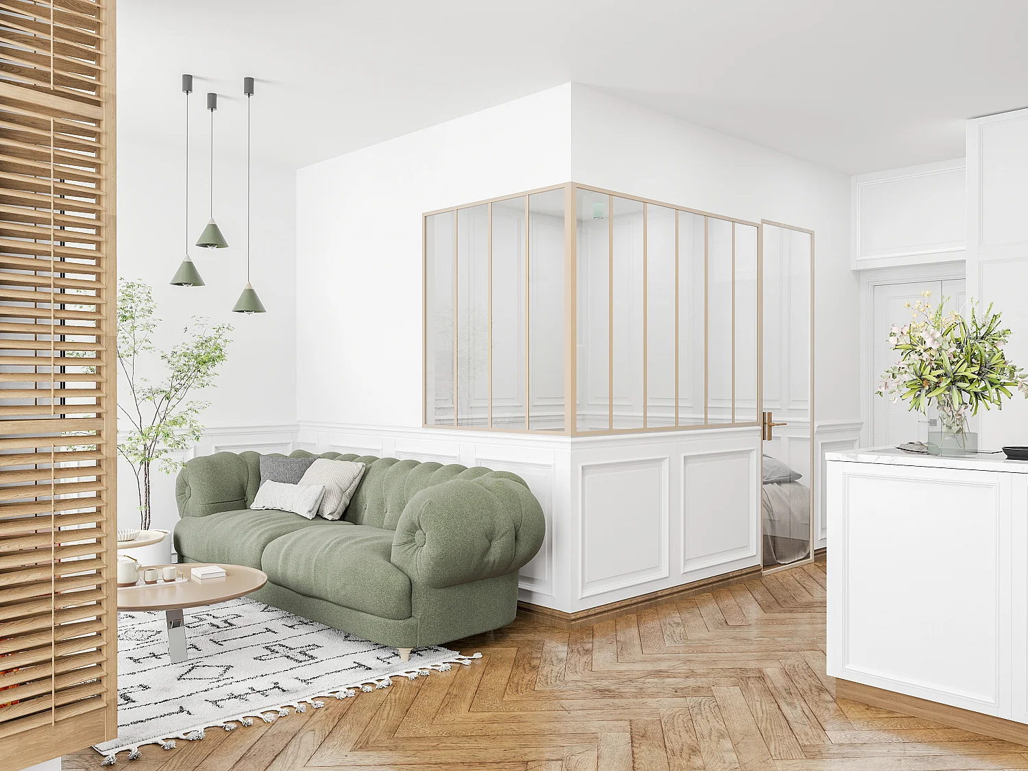 Verrière d'angle d'atelier en aluminium thermolaqué - L180 x L120 x H130 - Naturel clair - BAYVIEW