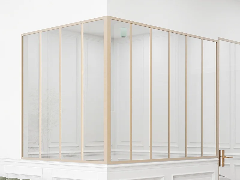 Divisória de canto de atelier em alumínio termolacado C180 x L120 x A130 cm natural claro - BAYVIEW