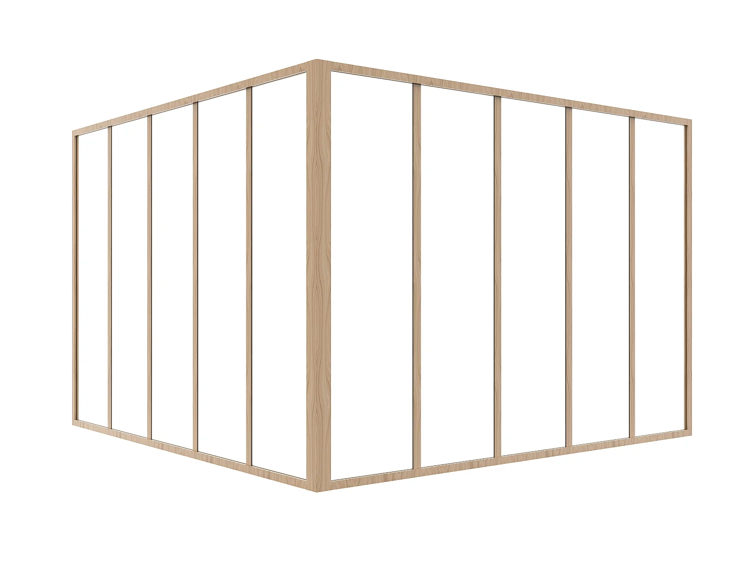 Verrière d'angle d'atelier en aluminium thermolaqué - L150 x L150 x H105 - Naturel clair - BAYVIEW