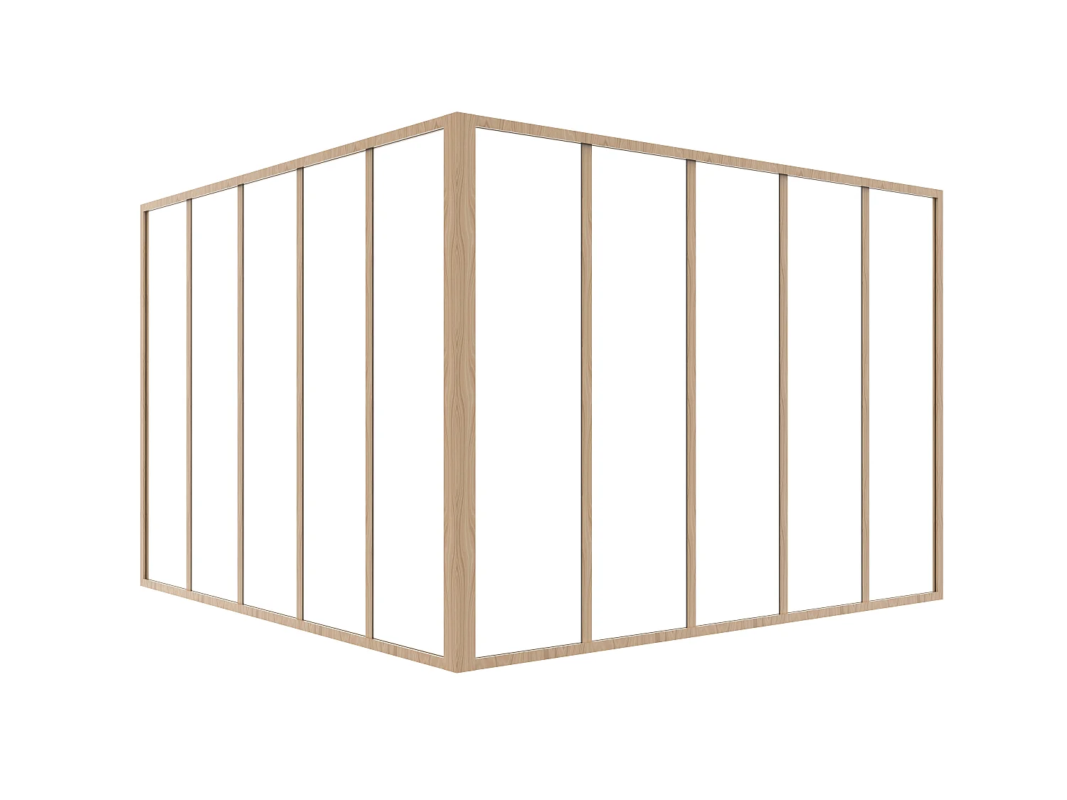 Hjørne-skillevegg i pulverlakkert aluminium - B150 x L150 x H105 - Lys natur - BAYVIEW