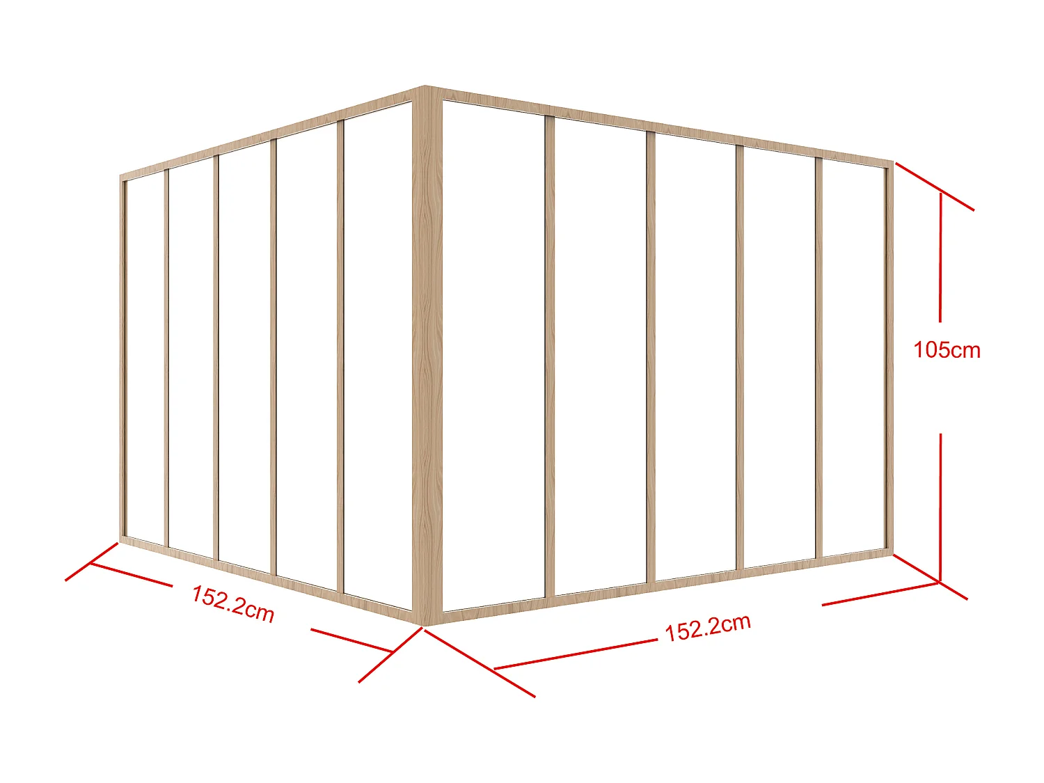 Verrière d'angle d'atelier en aluminium thermolaqué - L150 x L150 x H105 - Naturel clair - BAYVIEW