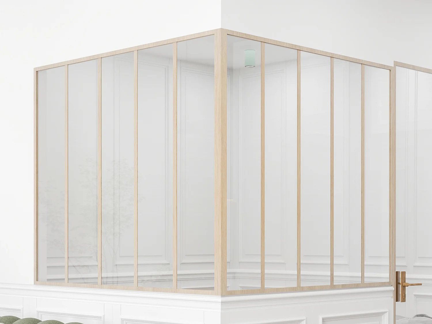 Hörnglasparti i termiskt lackerad aluminium - B150 x B150 x H130 - Ljus naturlig - BAYVIEW