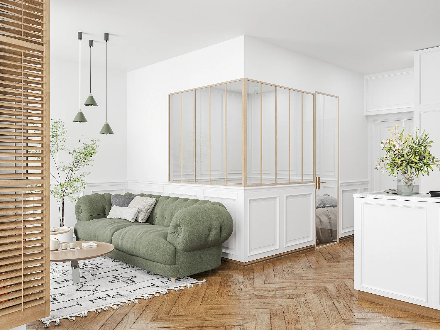 Verrière d'angle d'atelier en aluminium thermolaqué - L150 x L150 x H130 - Naturel clair - BAYVIEW