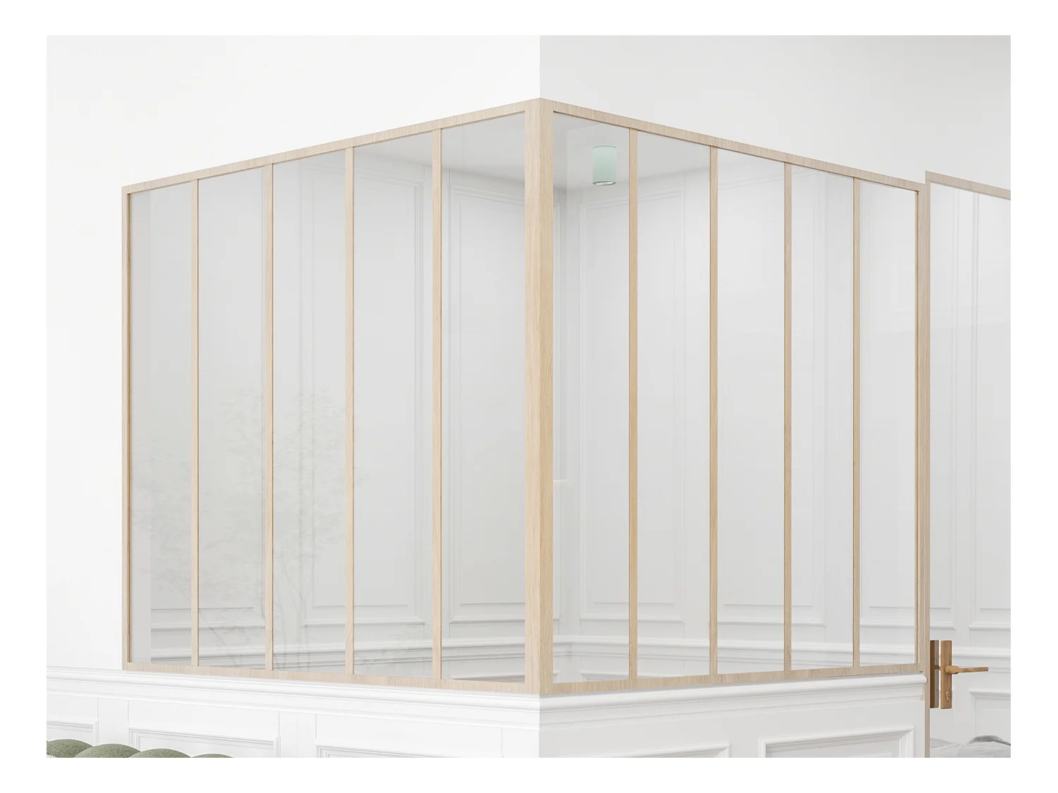 Hjørnevæg i termocoated aluminium - B150 x B150 x H130 - Lys naturlig - BAYVIEW