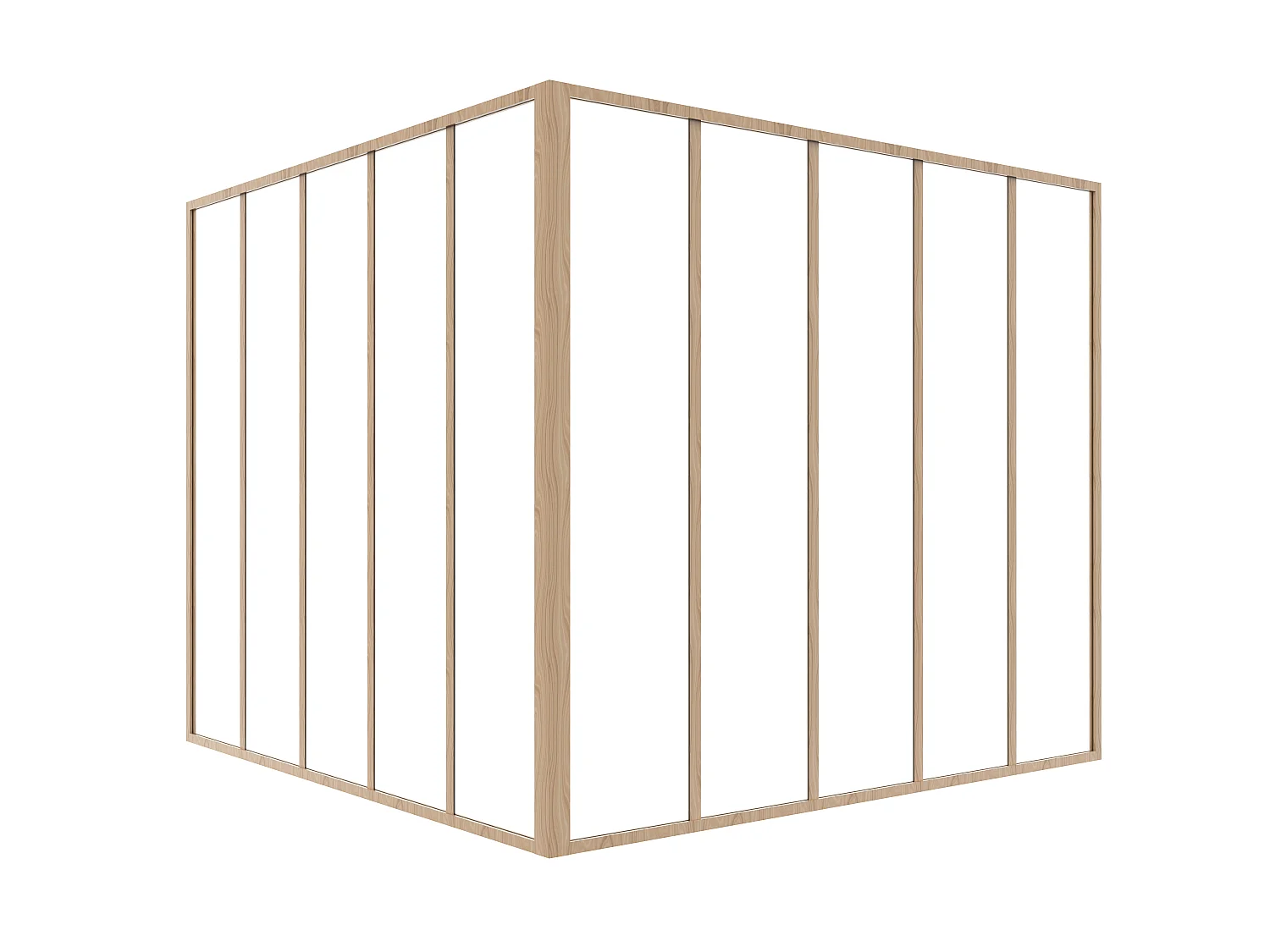 Hjørnevæg i termocoated aluminium - B150 x B150 x H130 - Lys naturlig - BAYVIEW