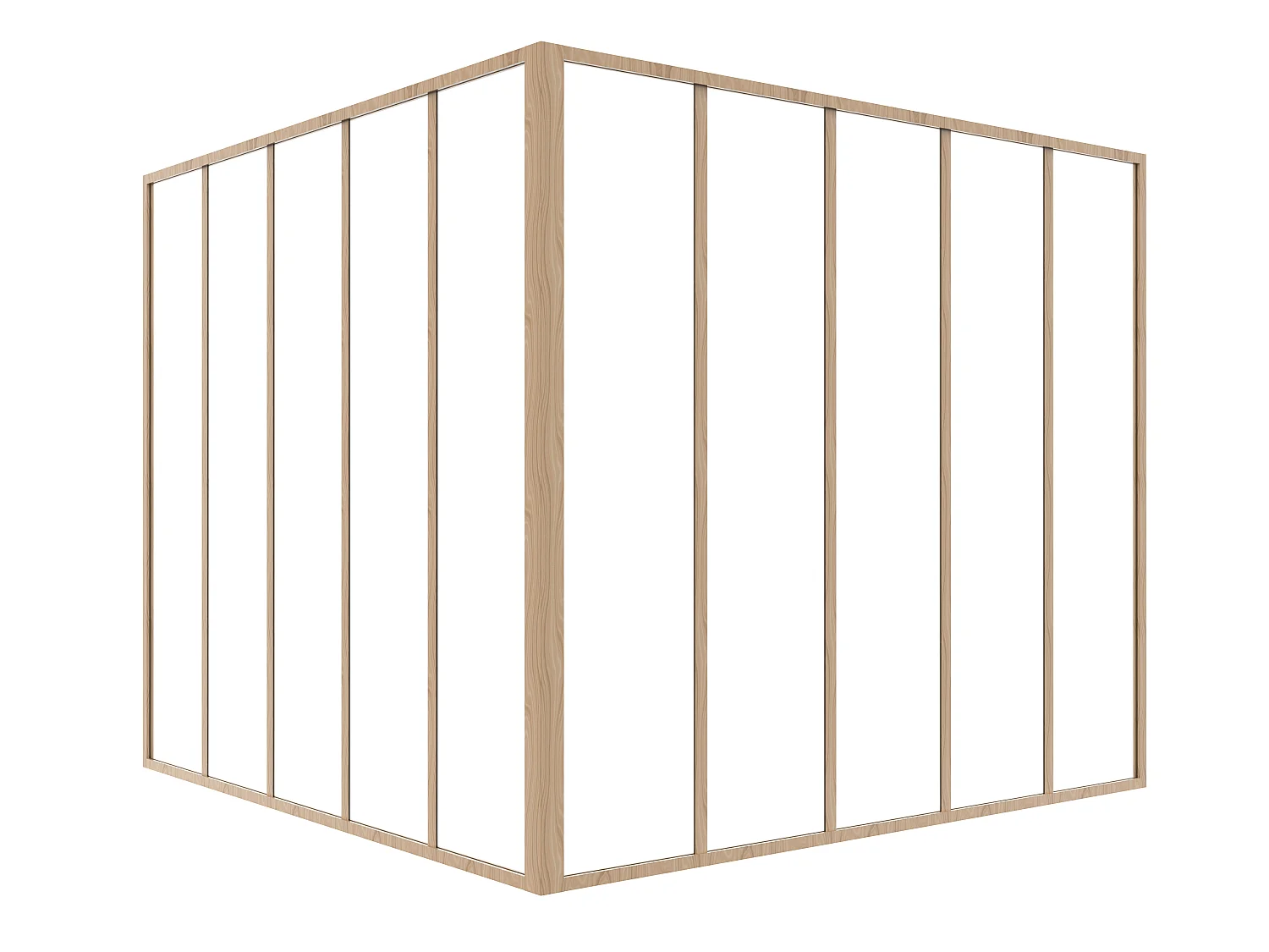 Hjørnevæg i termocoated aluminium - B150 x B150 x H130 - Lys naturlig - BAYVIEW