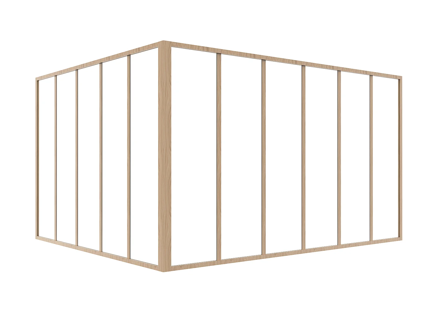 Verrière d'angle d'atelier en aluminium thermolaqué - L180 x L150 x H105 - Naturel clair - BAYVIEW