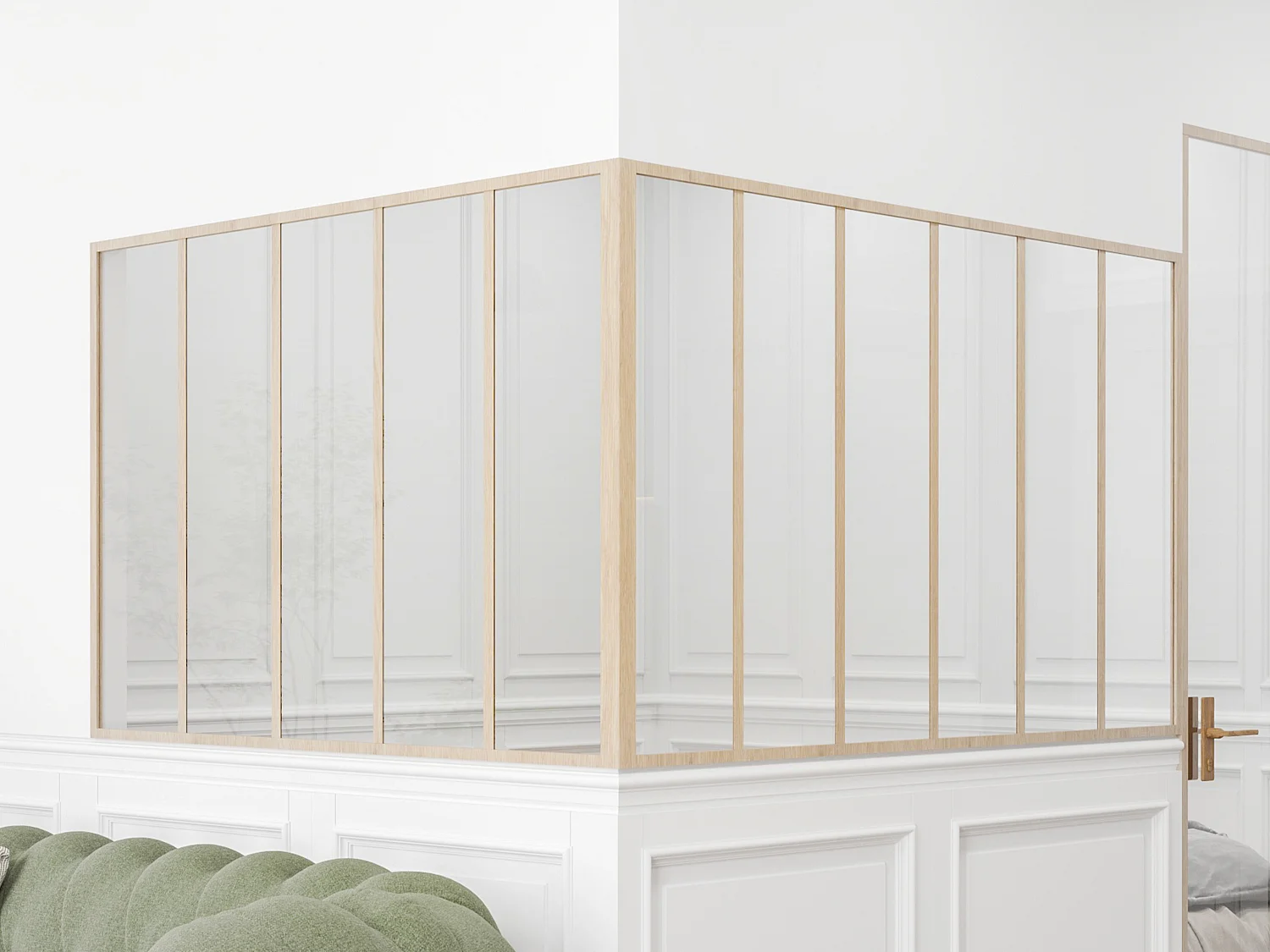 Verrière d'angle d'atelier en aluminium thermolaqué - L180 x L150 x H105 - Naturel clair - BAYVIEW