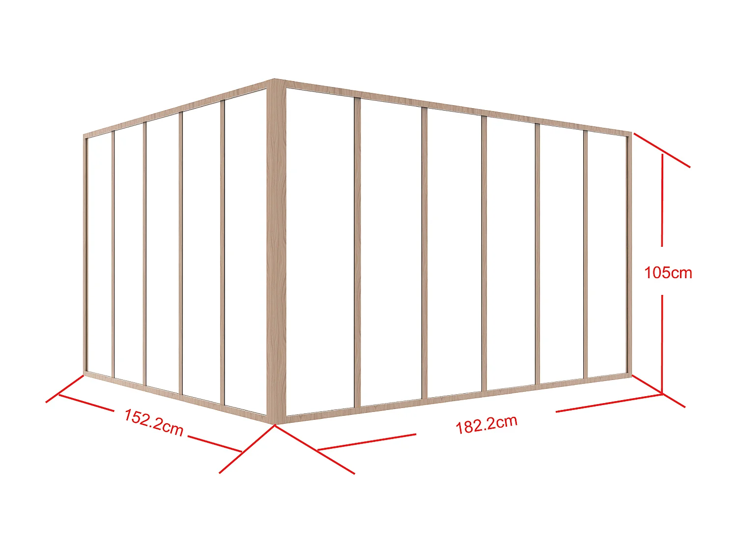 Verrière d'angle d'atelier en aluminium thermolaqué - L180 x L150 x H105 - Naturel clair - BAYVIEW