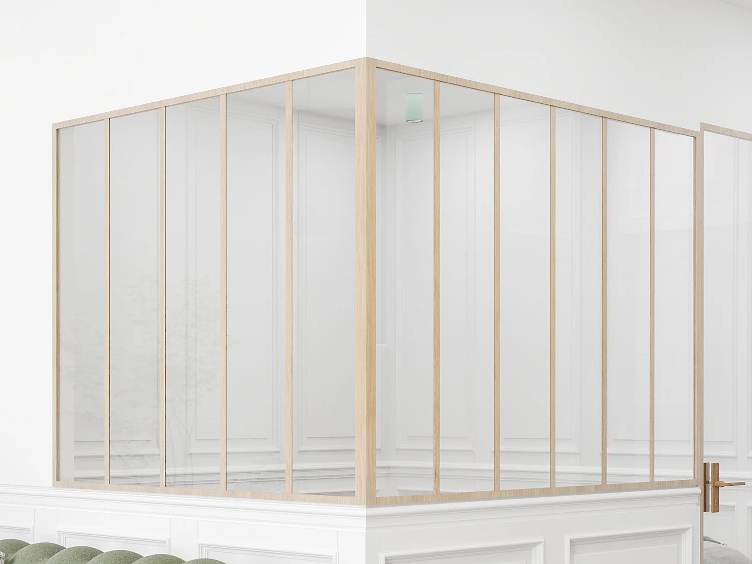 Verrière d'angle d'atelier en aluminium thermolaqué - L180 x L150 x H130 - Naturel clair - BAYVIEW