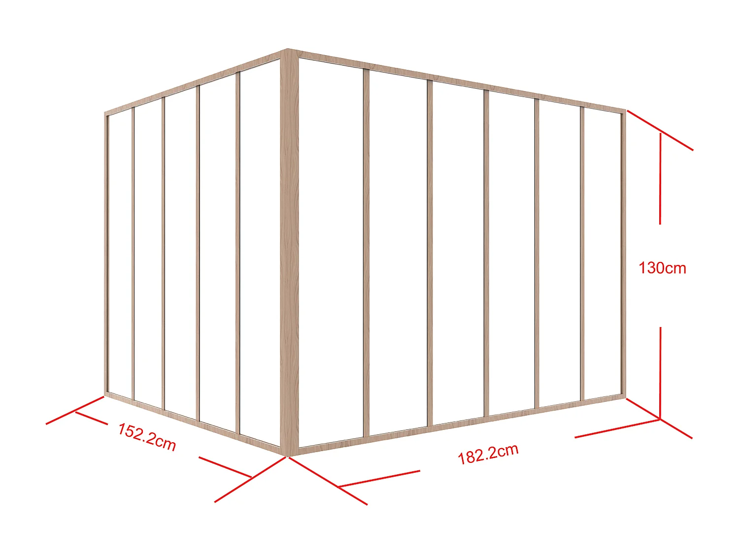 Verrière d'angle d'atelier en aluminium thermolaqué - L180 x L150 x H130 - Naturel clair - BAYVIEW