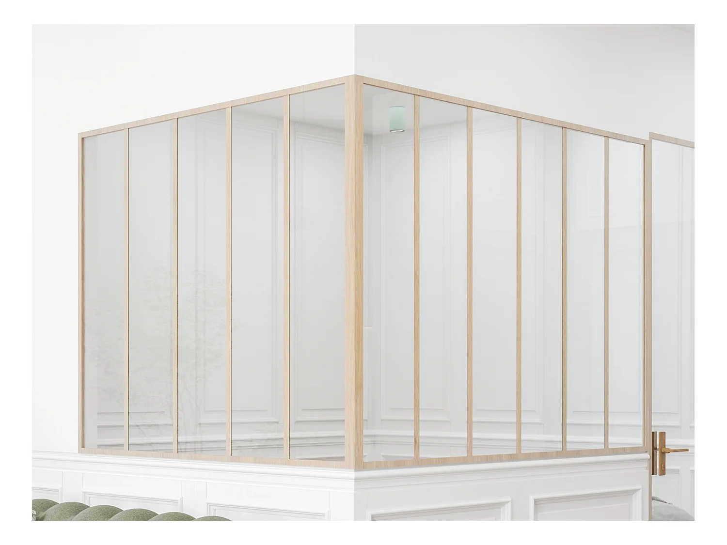 Verrière d'angle d'atelier en aluminium thermolaqué - L180 x L150 x H130 - Naturel clair - BAYVIEW