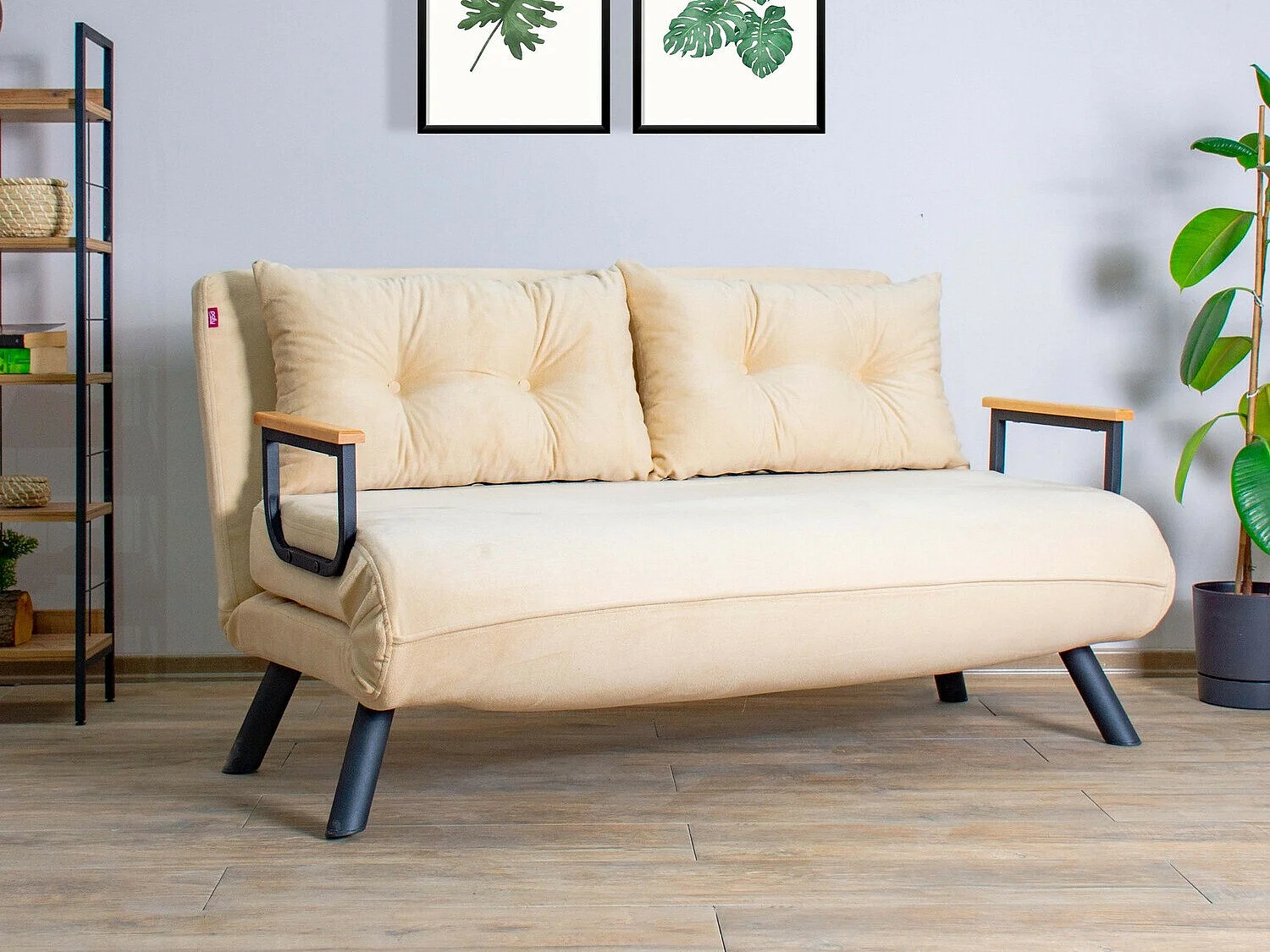 Canapé 2 places convertible en tissu Sando