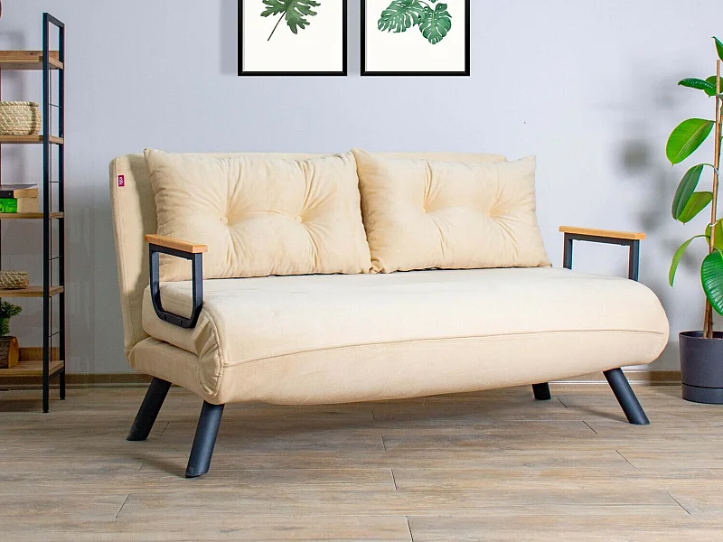 Canapé 2 places convertible en tissu Sando