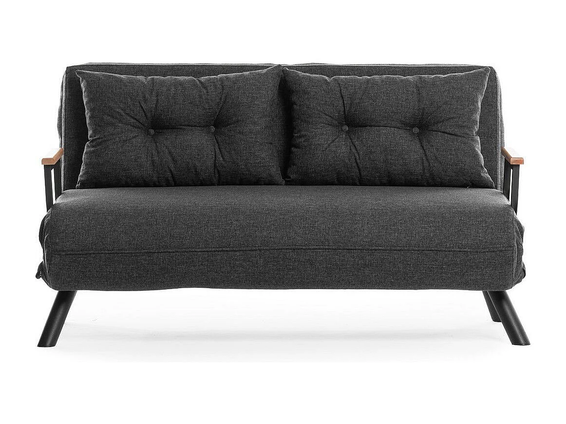 Converteerbare fauteuil in stof Bouka-Kleur Houtskool grijs-Aantal plaatsen) 2 zitplaatsen