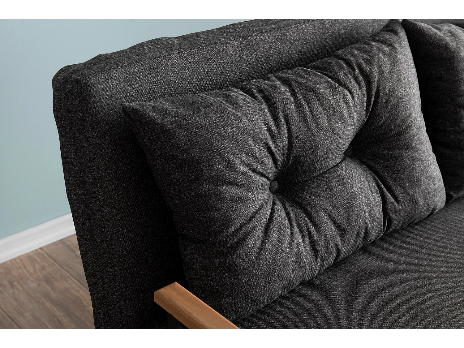 Converteerbare fauteuil in stof Bouka-Kleur Houtskool grijs-Aantal plaatsen) 2 zitplaatsen