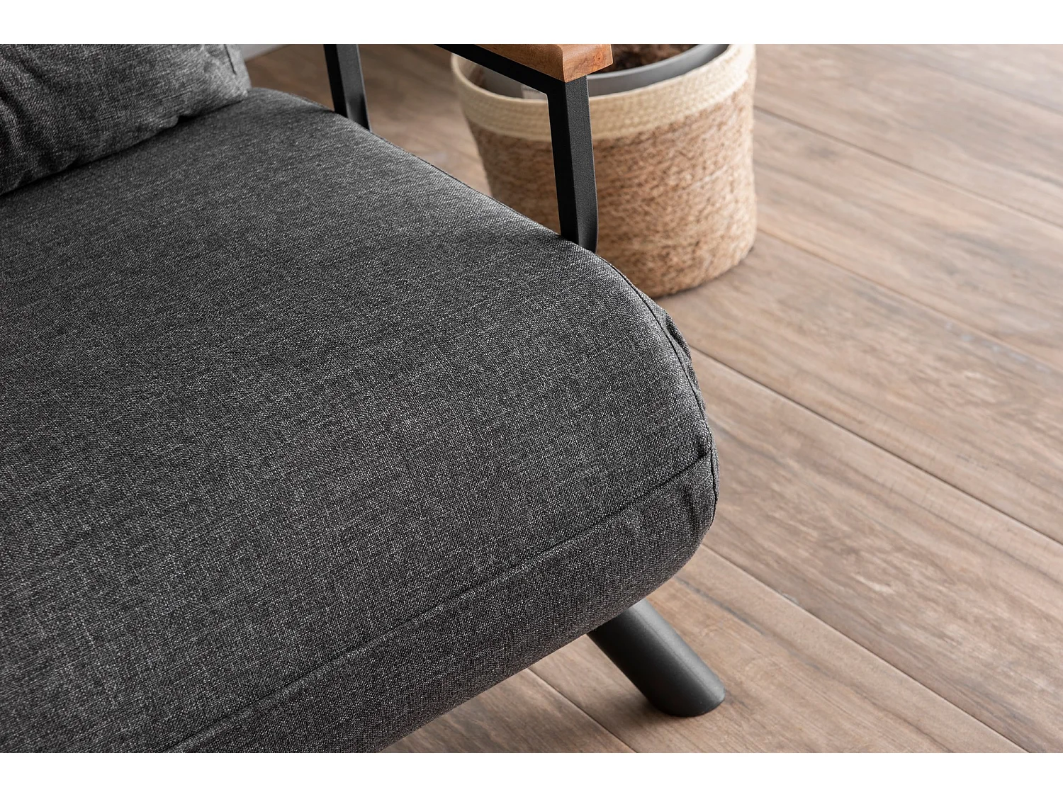 Converteerbare fauteuil in stof Bouka-Kleur Houtskool grijs-Aantal plaatsen) 2 zitplaatsen