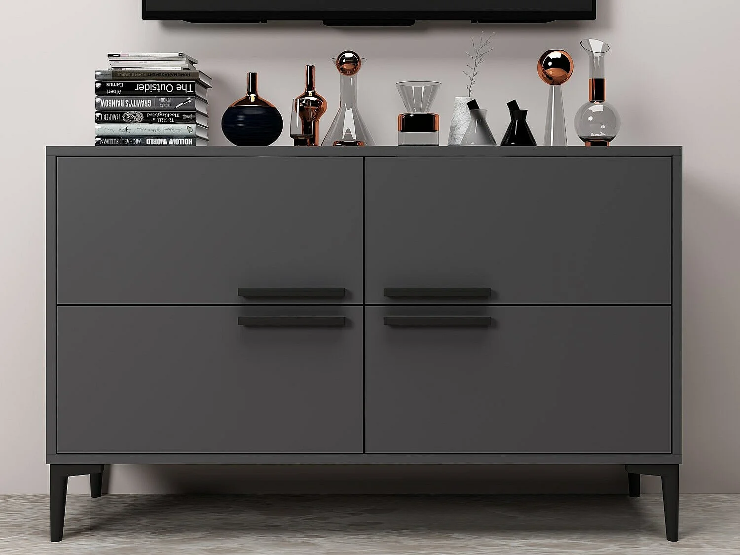 Móvel de TV – 120 cm x 75 cm x 30 cm – Antracite – MDF revestido de melamina