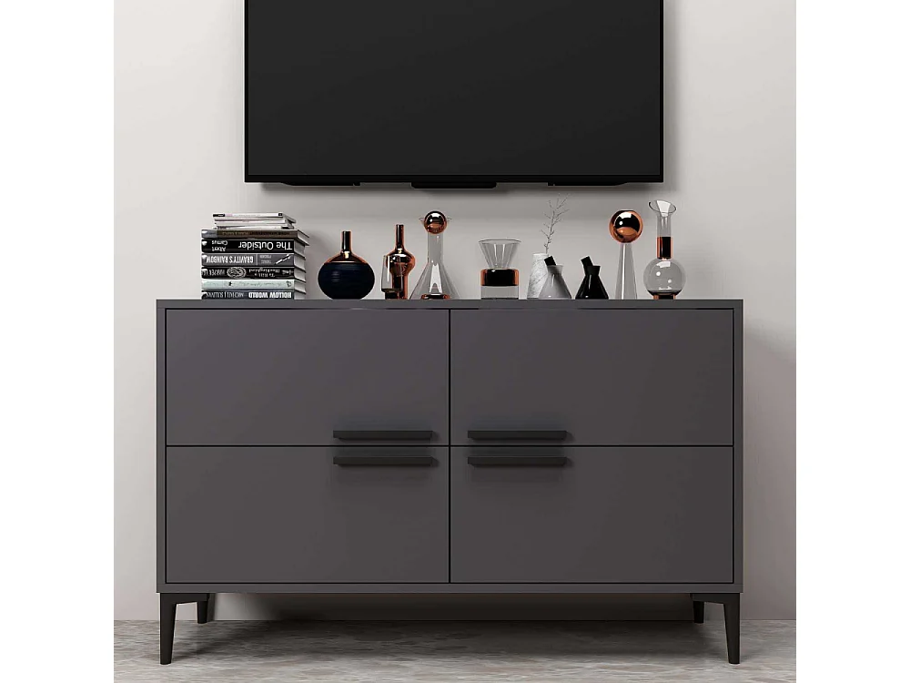 Móvel de TV – 120 cm x 75 cm x 30 cm – Antracite – MDF revestido de melamina