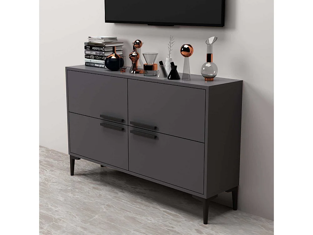 Móvel de TV – 120 cm x 75 cm x 30 cm – Antracite – MDF revestido de melamina