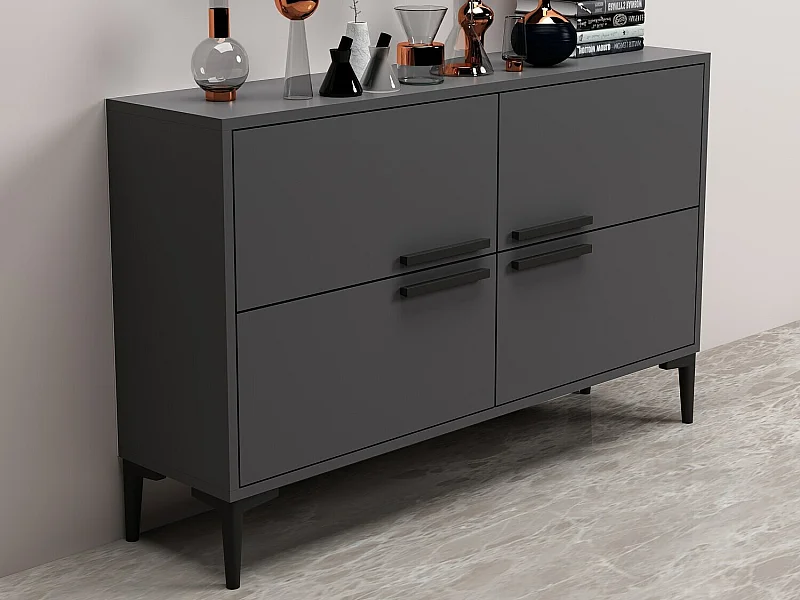 Móvel de TV – 120 cm x 75 cm x 30 cm – Antracite – MDF revestido de melamina