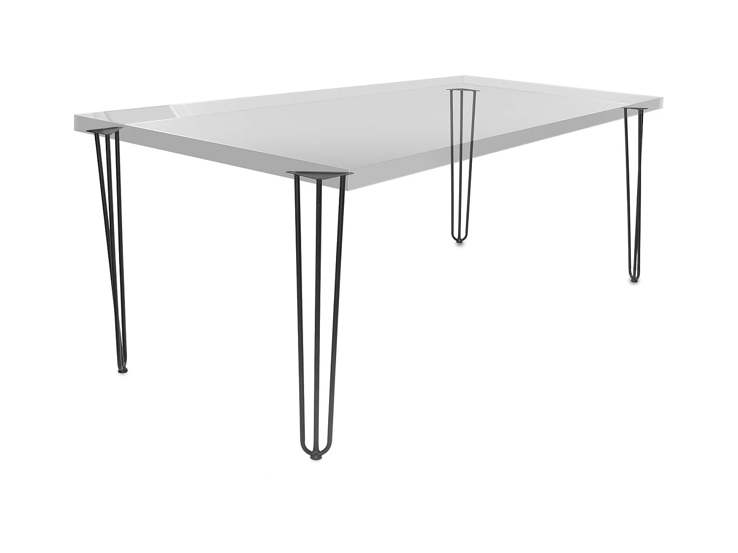 Conjunto de 4 pés de mesa em aço revestido a pó com forma triangular, cor preta