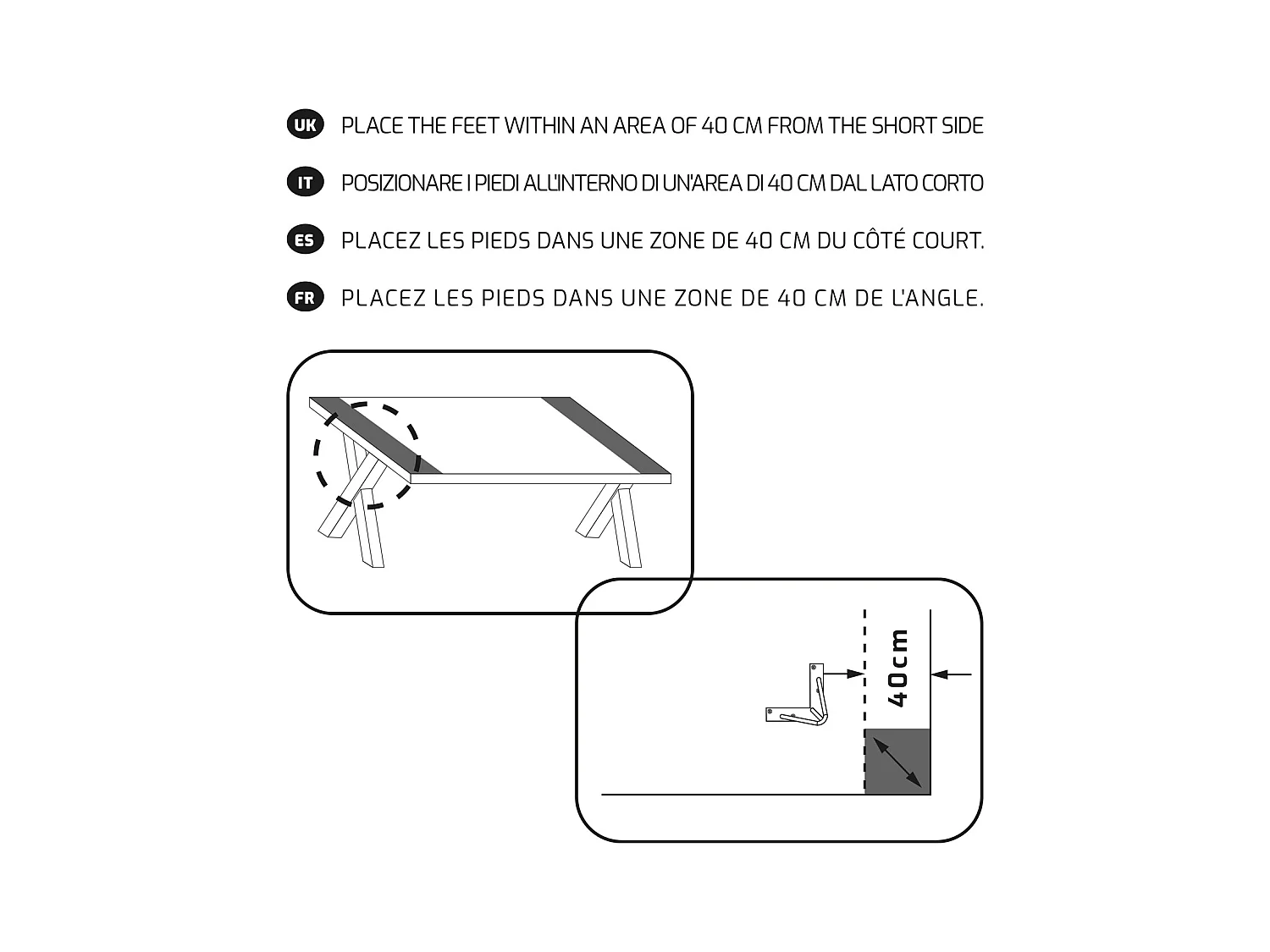 Conjunto de 4 pés de mesa em aço revestido a pó com forma triangular, cor preta